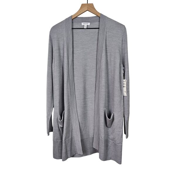 NEW Nordstrom Everyday Open Front Cardigan M Heather Grey Pockets NWT‎ - Picture 1 of 6